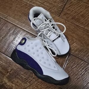 Jordan Kids White and Dark Purple Sneakers
